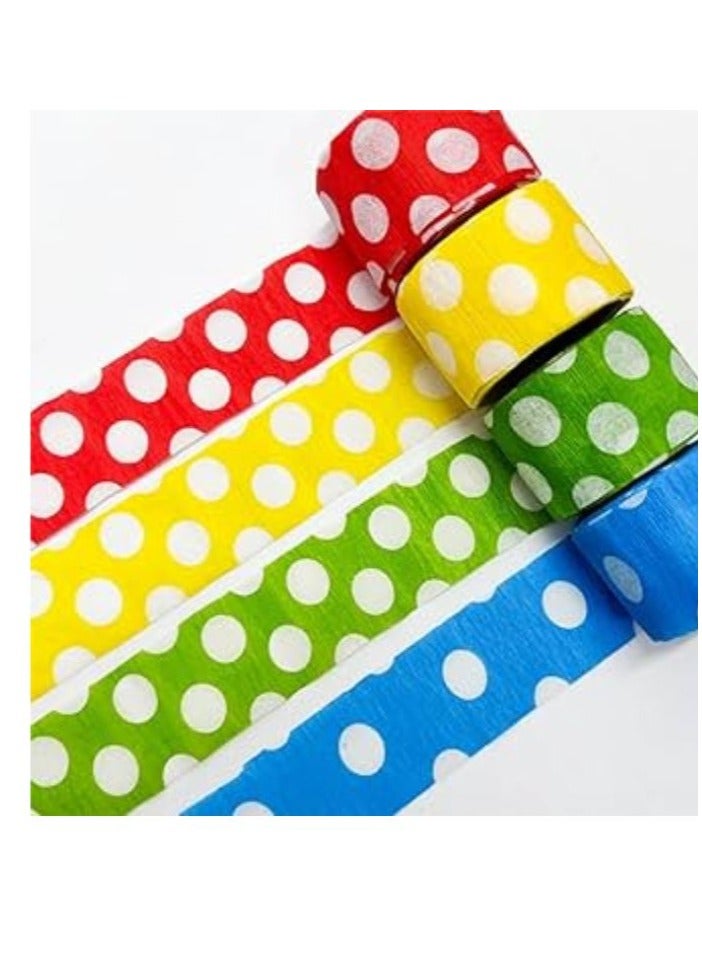 Terabyte Crepe Paper Unique Polka Dot (Pack of 2) 2inch x 90feet Red and Green - Image 2