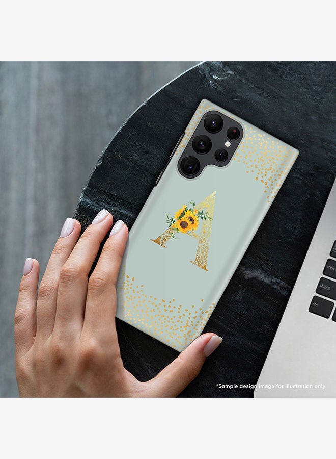 Stylizedd Monogram Slim Cover for Samsung Galaxy S22 Ultra 5G Case Custom Initials Letter Floral Pattern Snap Series Mobile Cover Matte Alphabet  - X (Light Green) - Image 2