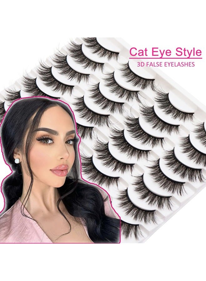 Losha Eyelashes Natural Look Faux Mink Lashes Pack Handmade Fluffy False Eyelashes 14 Pairs Cat Eye Lashes (54) - Image 2