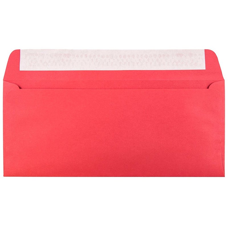 JAM PAPER 10 Business Colored Recycled Envelopes with Peel and Seal Closure 4 18 x 9 12 Red Recycled 100Pack