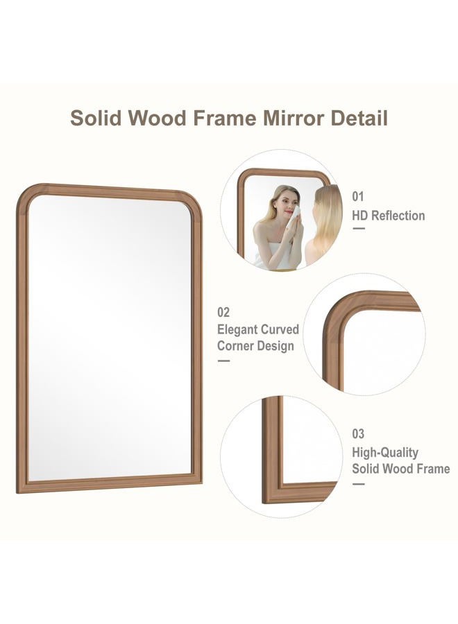 WallBeyond Wood Bathroom Mirrors for Wall Mounted, 24" x 36" Rustic Wood Frame Wall Mirrors Decorative for Living Room or Bedroom Vanity Mirror, Honey-Colored - Image 5