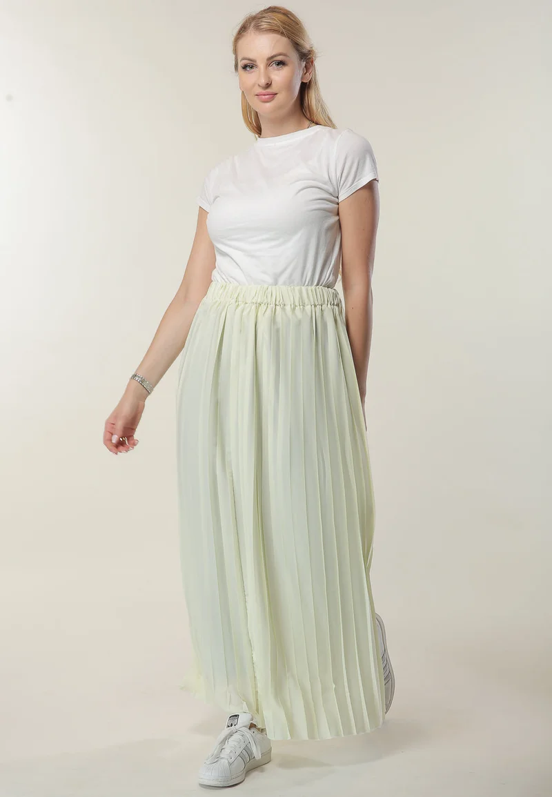 Moistreet Pleated High Waist Maxi Skirt
