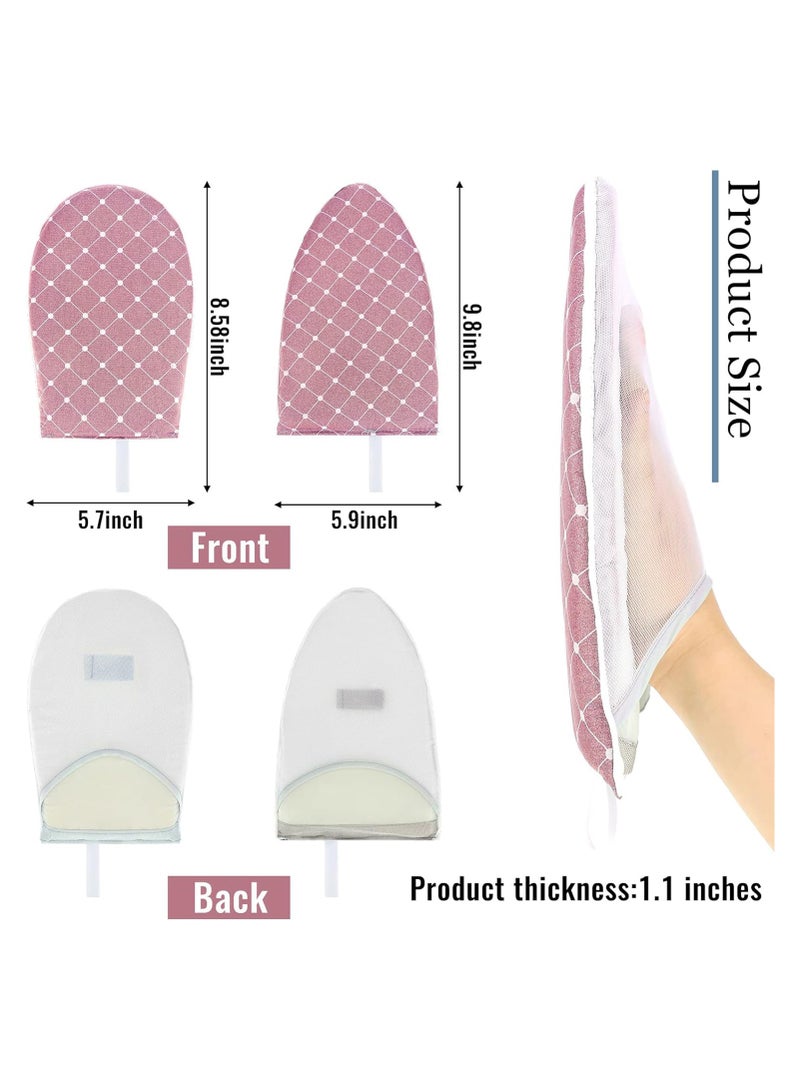 Zikra 2 Pieces Gloves for Steamer Garment Steamer Ironing Gloves Waterproof Anti Steam Mitt with Finger Loop Heat Resistant Ironing Board for Clothes Steamers Protective Ironing Board Holder (Pink, Plaid) - Image 5