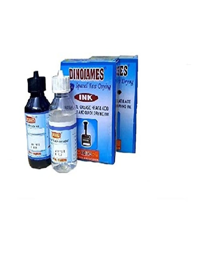 Dinojames Parmanent Fast Drying Ink with Ink Solvent 100 ml (Pack of 2) -Blue - Anti Freeze - Image 1