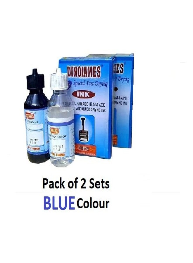 Dinojames Parmanent Fast Drying Ink with Ink Solvent 100 ml (Pack of 2) -Blue - Anti Freeze - Image 3