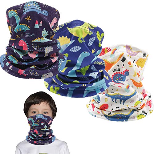 Outrip Kids Ski Mask Fleece Neck Gaiter Warmer Winter Face Cover Scarf Balaclava for Boys Girls (Dinosaur 3PCS) - Image 1