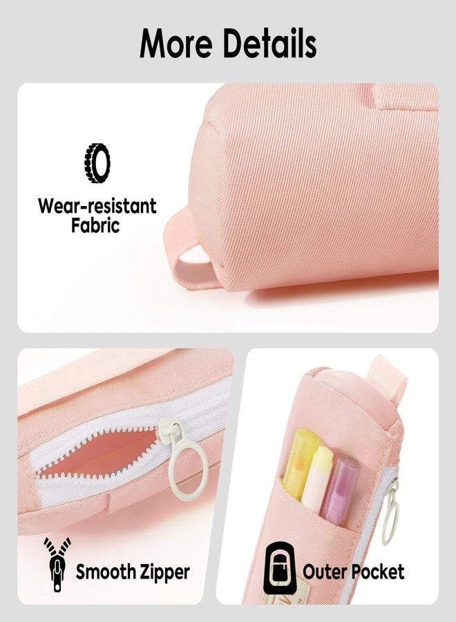 MoKo Pen Holder for Notebook, Pencil Pouch with Adjustable Elastic Band, Slim Portable Zipper Pen Pouch Holder for Planners, Journals, Book, Pink - Image 4