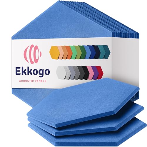Ekkogo Acoustic Panels 12-Pack Soundproof Wall Panels 12"X10.4"X0.4" Sound Panels High Density Sound Dampening Panels - [Grand Blue Hexagon] - Image 1