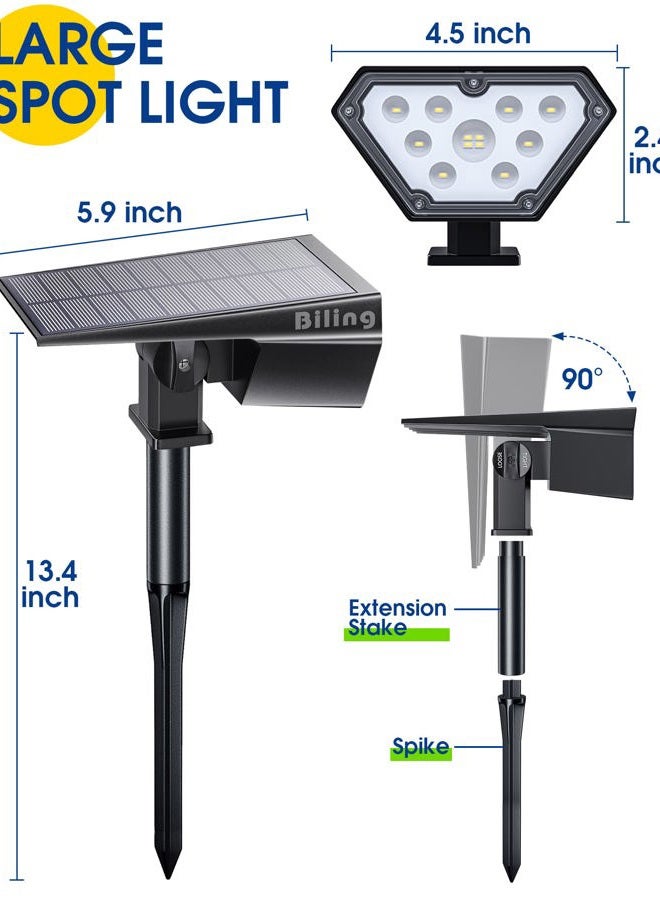 Biling Solar Spot Lights Outdoor, 2-in-1 Solar Landscape Lights 12 LED Bulbs Solar Powered Lights IP67 Waterproof Adjustable Wall Light for Patio Pathway Yard Garden Driveway Pool - White(6 Pack) - Image 5