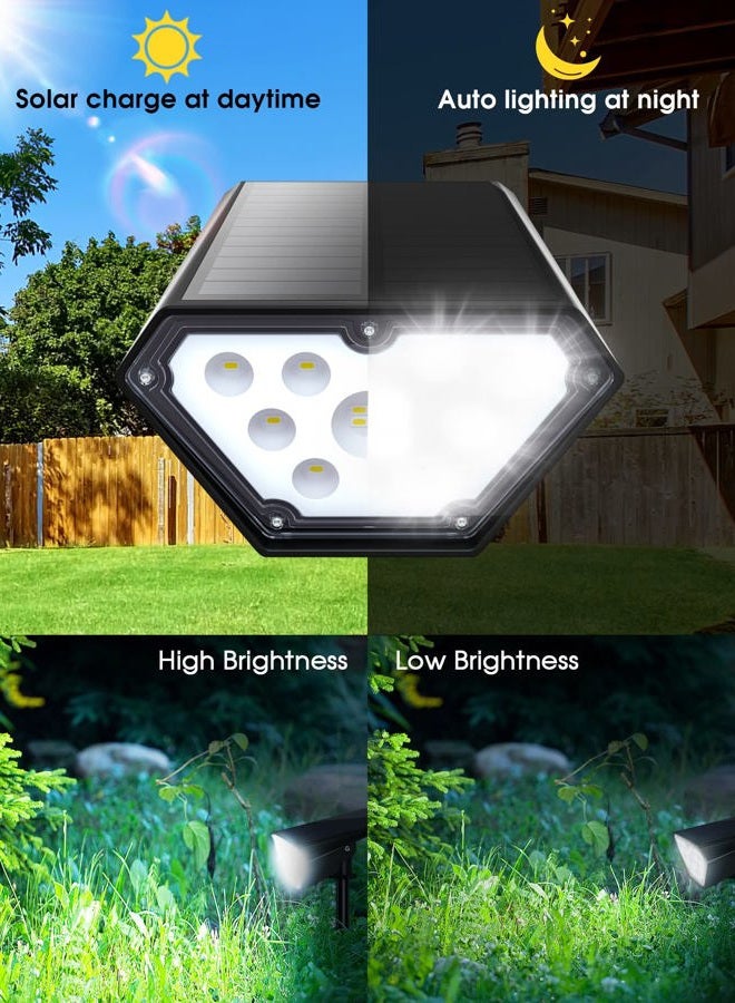 Biling Solar Spot Lights Outdoor, 2-in-1 Solar Landscape Lights 12 LED Bulbs Solar Powered Lights IP67 Waterproof Adjustable Wall Light for Patio Pathway Yard Garden Driveway Pool - White(6 Pack) - Image 4