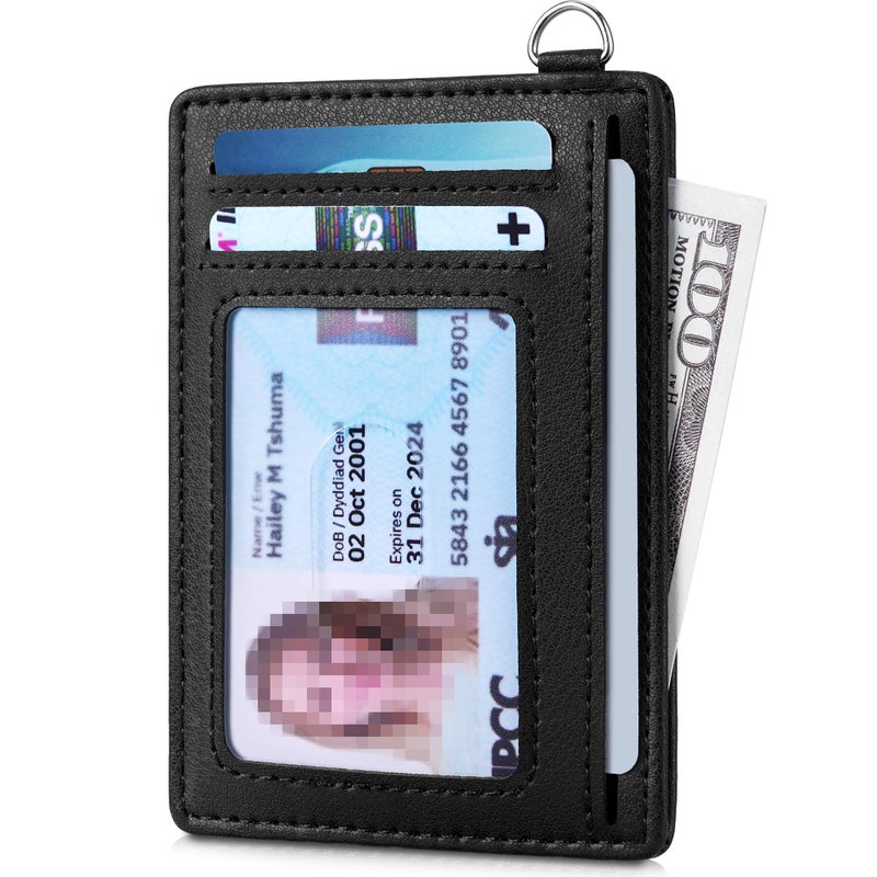 Mayski Slim Wallet, Credit Card Holder for Women, Minimalist Front Pocket RFID Blocking Card Cases, Small Wallet Women Men(Grain Black) - Image 2
