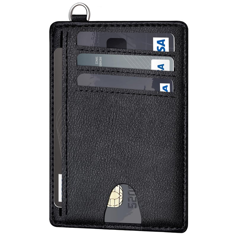 Mayski Slim Wallet, Credit Card Holder for Women, Minimalist Front Pocket RFID Blocking Card Cases, Small Wallet Women Men(Grain Black) - Image 1
