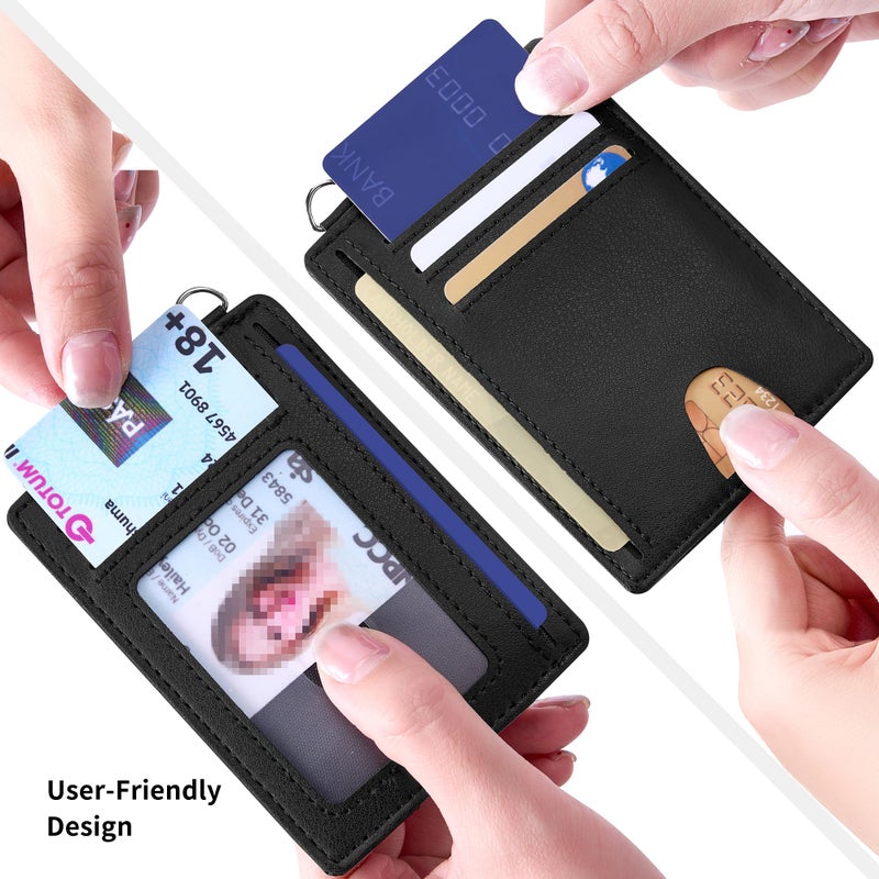 Mayski Slim Wallet, Credit Card Holder for Women, Minimalist Front Pocket RFID Blocking Card Cases, Small Wallet Women Men(Grain Black) - Image 3