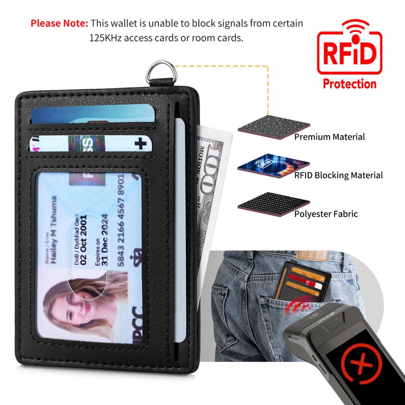Mayski Slim Wallet, Credit Card Holder for Women, Minimalist Front Pocket RFID Blocking Card Cases, Small Wallet Women Men(Grain Black) - Image 5