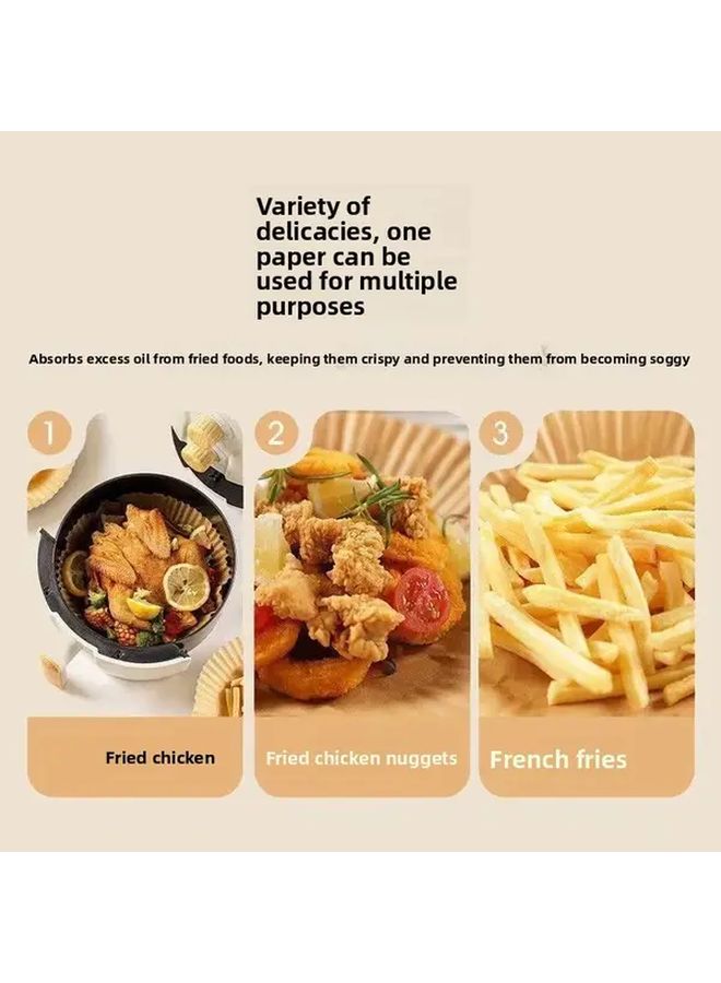 100 Yellow Round Air Fryer Plates Heat Resistant Non Stick Oil Absorbing Leak Proof - Image 2