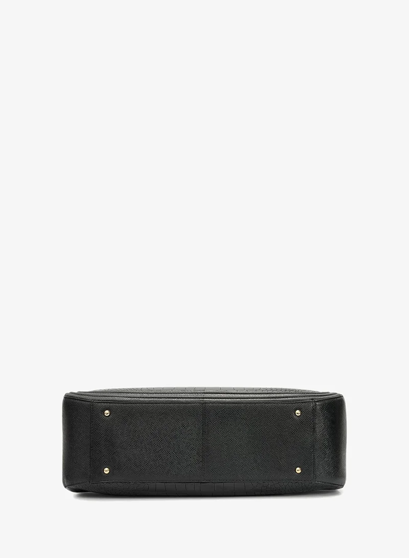 Da Milano black Large Croco Franzy Leather Tote - Black for Women | Best Price UAE