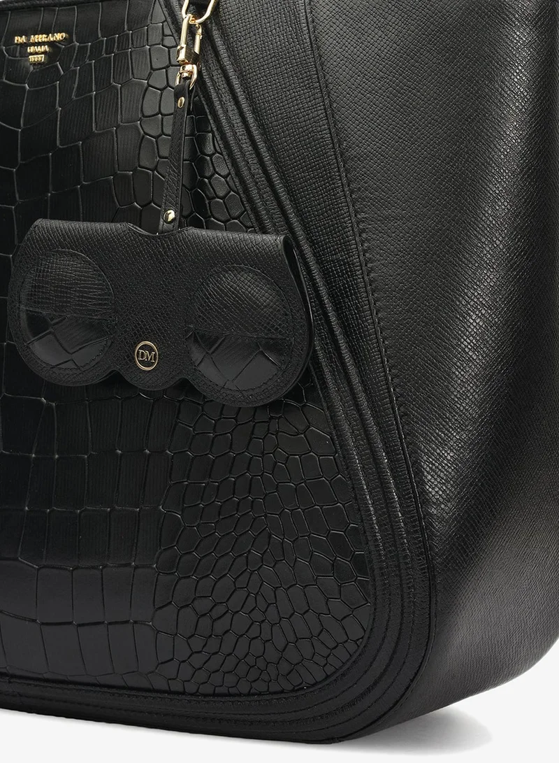 Da Milano black Large Croco Franzy Leather Tote - Black for Women | Best Price UAE