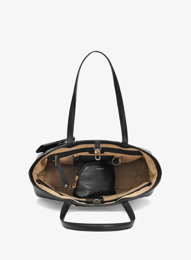 Da Milano black Large Croco Franzy Leather Tote - Black for Women | Best Price UAE