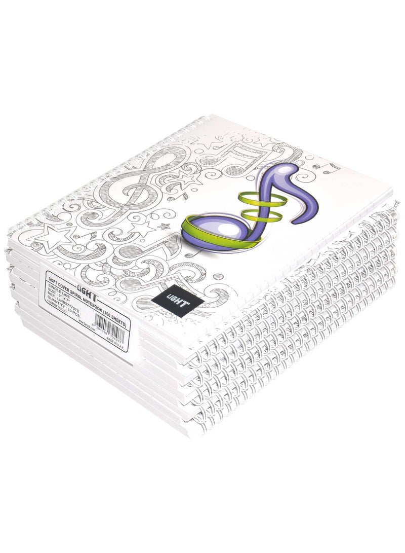 FIS LIGHT Pack of 10  Spiral Soft Cover Notebook, Single Line, 9X7 Inches (22.86 X 20.32 CM) 100 Sheets -LINB971707S - Image 1