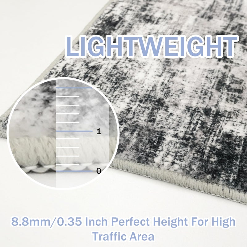 IOHOUZE Abstract Area Rug 3x5 Ft Washable Rugs for Entryway Indoor, Non Slip Kitchen Rug Printed Faux Wool Throw Rugs, Indoor Door Mat for Door Entrance Foyer Living Room, Black Grey - Image 5