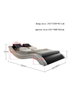 AWD Modern Curved Bed Frame Wavy Style King Size Bed, Upholstered Bed Leather  - Image 2