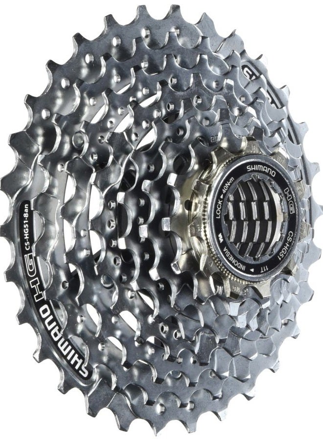 SHIMANO كاسيت شيمانو HG51 8 سرعات - فضي، 11-32 سن - Image 1