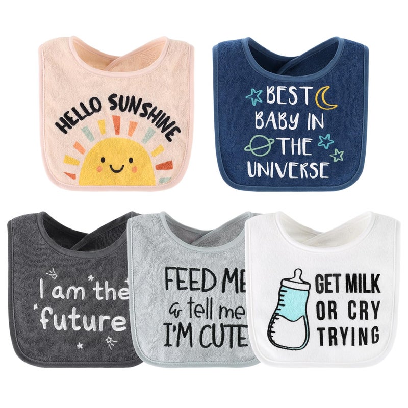 The Peanut Shell The Peanutshell Baby Boy or Girl Terry Bibs Set of 10-100% Cotton, Soft, Absorbent Baby Bibs, Unisex Toddler Boy or Girl Set, Newborn & Infant - Sunshine - Image 5