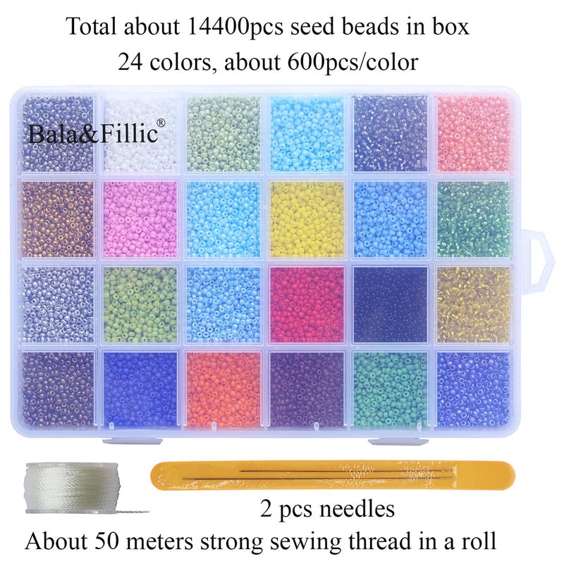 Bala&Fillic Glass Seed Beads 11/0 Seed Beads About 15600pcs in Box 24 Multicolor Assortment Craft Seed Beads for Jewelry Making (About 650pcs/Color, 24 Colors - Image 4