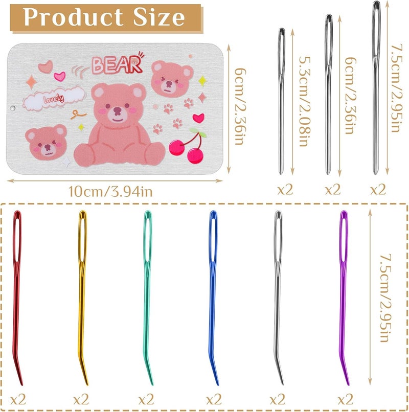 UOOU 18 Pieces Yarn Needle,Tapestry Needle Bent Embroidery Needles Bent Tip Needles,Large-Eye Blunt Needles with Random Box for Knitting Crochet (Random Color) - Image 3