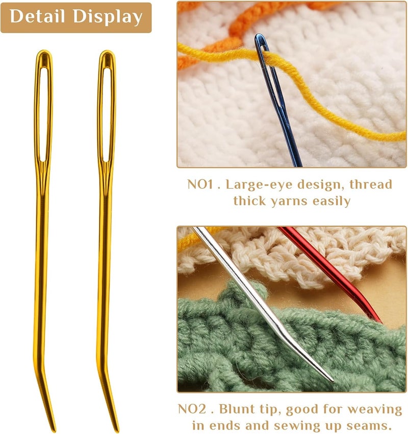 UOOU 18 Pieces Yarn Needle,Tapestry Needle Bent Embroidery Needles Bent Tip Needles,Large-Eye Blunt Needles with Random Box for Knitting Crochet (Random Color) - Image 4