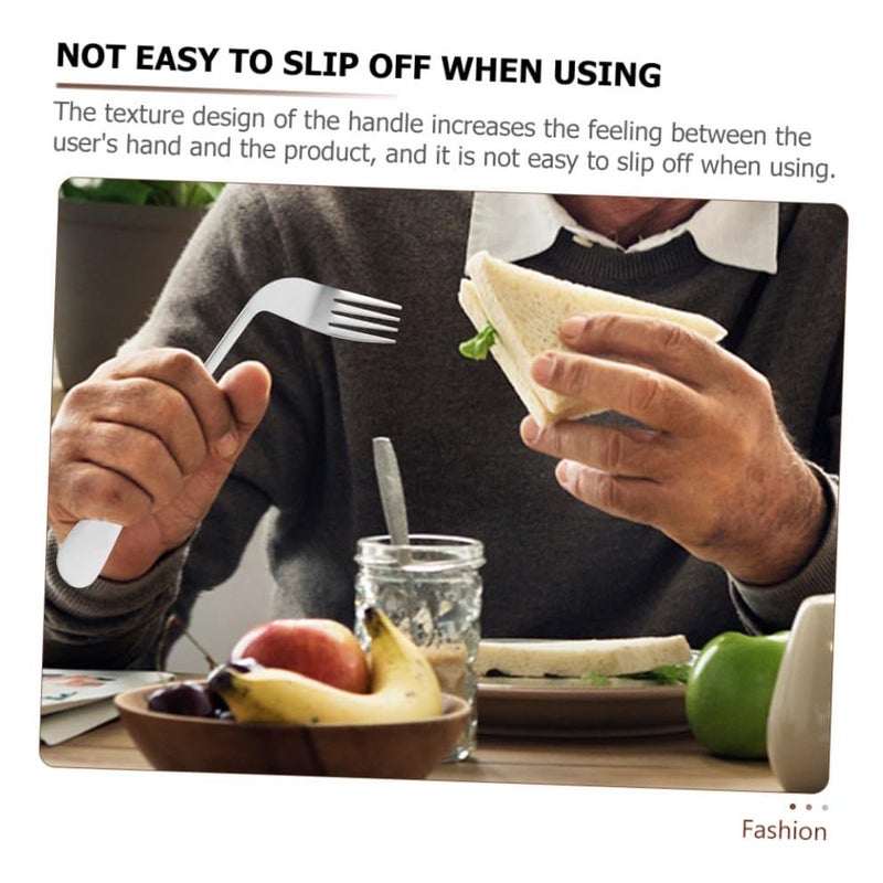 Ergonomic Angled Fork And Spoon Set For Elderly Curved Self Feeding Utensils For Easy Grasp And Comfort Senior Disabled - Image 4