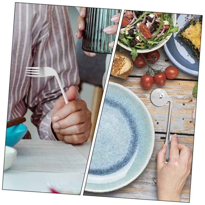 Ergonomic Angled Fork And Spoon Set For Elderly Curved Self Feeding Utensils For Easy Grasp And Comfort Senior Disabled - Image 5
