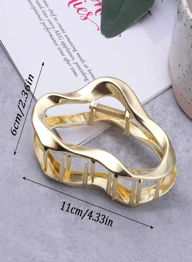 Ymapinc Large Gold Claw Clip for Women, Cute Cloud Hair Clips for Thick & Thin Hair, Non-Slip Metal Wave Shaped Barrette for Women Styling Accessories - Image 2