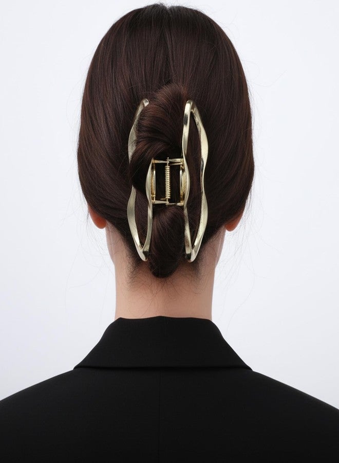 Ymapinc Large Gold Claw Clip for Women, Cute Cloud Hair Clips for Thick & Thin Hair, Non-Slip Metal Wave Shaped Barrette for Women Styling Accessories - Image 5