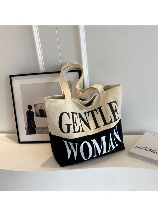 SHABILI Women's Large Capacity Shopping Bag, Ladies Zipper Closure Handbag Tote Bags Clutch Bag, Daily Commuting Canvas Shoulder Bag Side Bag Carry Bag Satchel Bags College Bag for Girls, College Students - Image 3