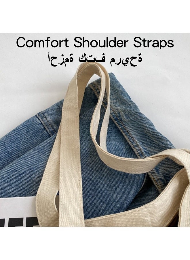 SHABILI Women's Large Capacity Shopping Bag, Ladies Zipper Closure Handbag Tote Bags Clutch Bag, Daily Commuting Canvas Shoulder Bag Side Bag Carry Bag Satchel Bags College Bag for Girls, College Students - Image 5