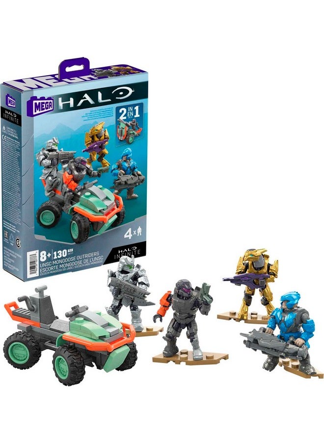 Mega Brands MEGA Halo Toy Vehicle Building Set, UNSC Mongoose Outriders with 130 Pieces, 4 Micro Action Figures and Accessories, Gift Ideas for Kids  - Image 1