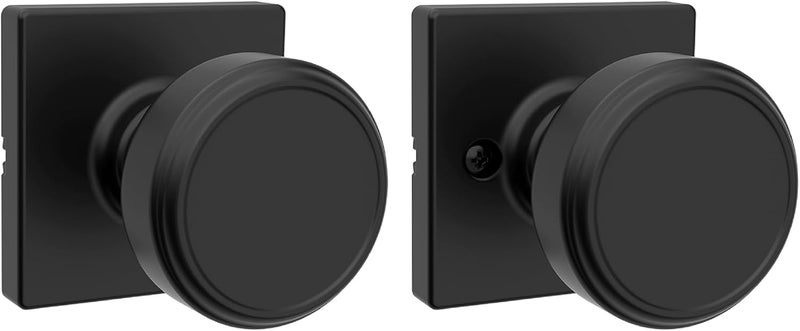 Kwikset مقبض باب داخلي مربع من كويكست مايفن للأبواب غير القابلة للقفل في الأسود غير اللامع مع حماية مايكروبان - Image 1