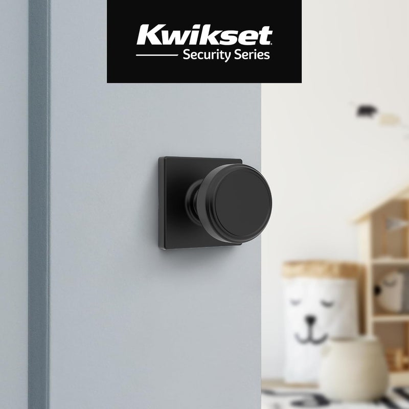 Kwikset مقبض باب داخلي مربع من كويكست مايفن للأبواب غير القابلة للقفل في الأسود غير اللامع مع حماية مايكروبان - Image 2