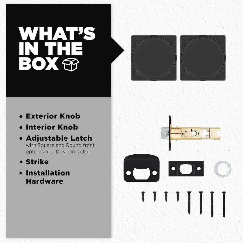 Kwikset مقبض باب داخلي مربع من كويكست مايفن للأبواب غير القابلة للقفل في الأسود غير اللامع مع حماية مايكروبان - Image 4