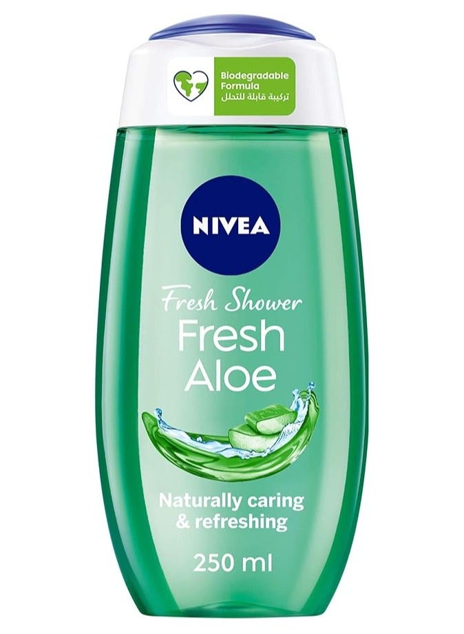 Nivea Shower Gel Body Wash, Fresh Aloe Natural Aloe Vera Fresh Scent, 250ml