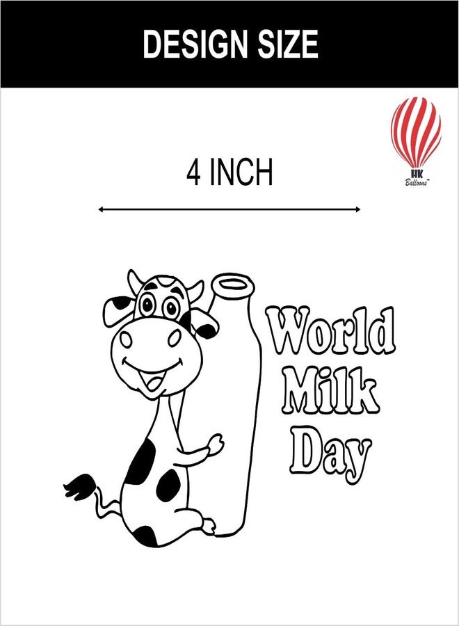 Hk Balloons 50Pcs White Balloons For World Milk Day Theme Balloons for School & Office Decoration Milk Day Special Printed Eco-Friendly Latex Set - Image 4