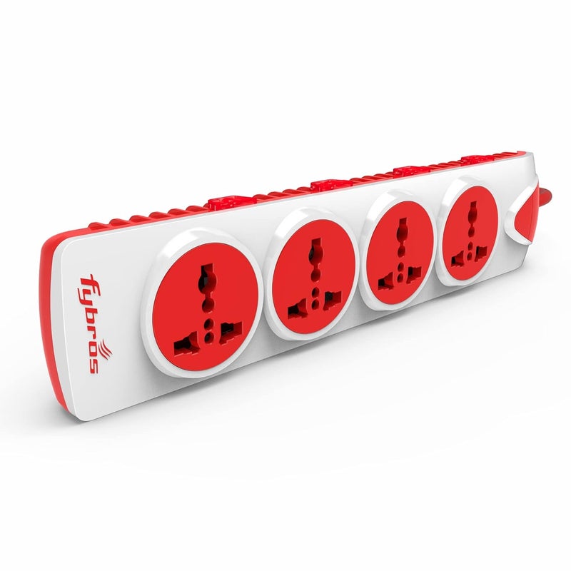 FYBROS Fybros Qubic 4X4 Extension Cord Power Strip with International Sockets Extension10 AMP Output 2 Year Warranty 5 Meter Heavy Duty Cable SurgeSpike Guard Made in India  - Image 1