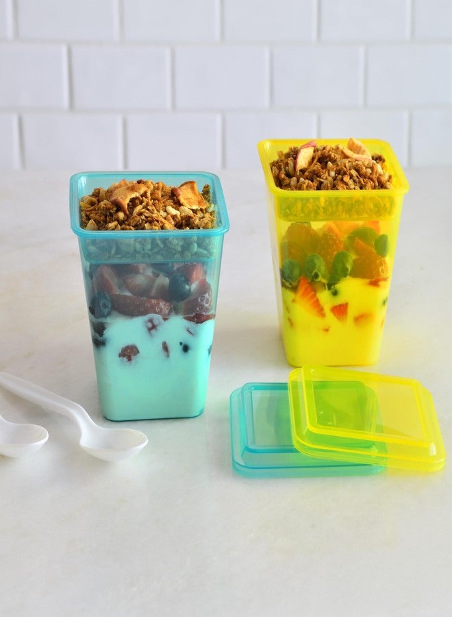 Youngever 7 Sets Plastic Parfait Cups with Lids and Inserts, Reusable Medium 8 Ounce Dessert Cups - Image 3
