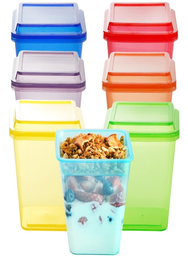 Youngever 7 Sets Plastic Parfait Cups with Lids and Inserts, Reusable Medium 8 Ounce Dessert Cups - Image 1
