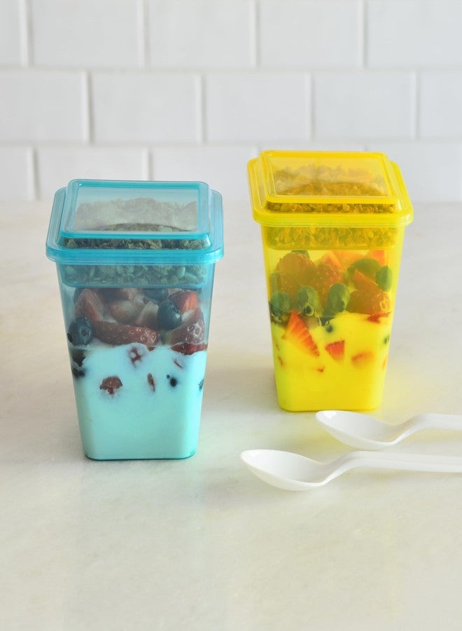 Youngever 7 Sets Plastic Parfait Cups with Lids and Inserts, Reusable Medium 8 Ounce Dessert Cups - Image 4