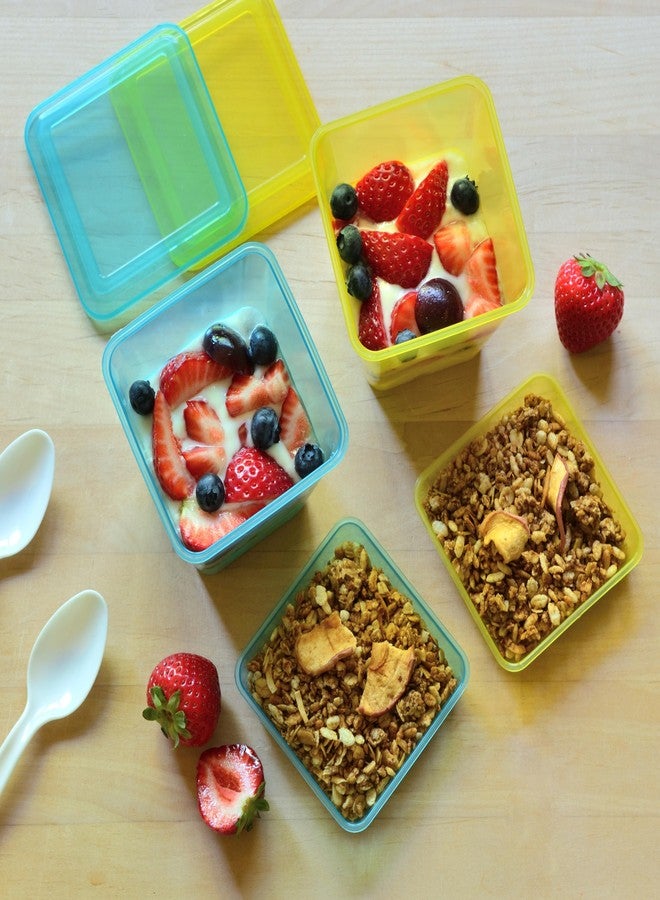 Youngever 7 Sets Plastic Parfait Cups with Lids and Inserts, Reusable Medium 8 Ounce Dessert Cups - Image 5