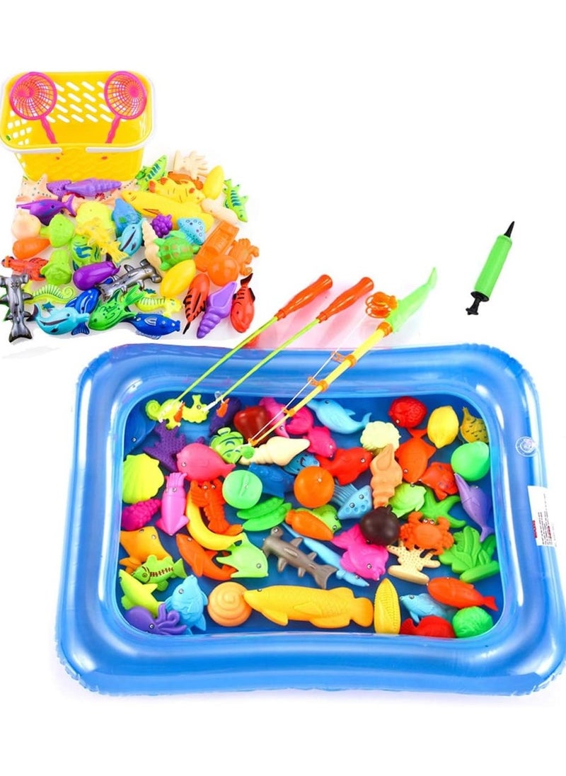 Zashe Kids Magnetic Fishing Game – 50-Piece 3D Fish Playset with Pool & Inflator  - Image 1