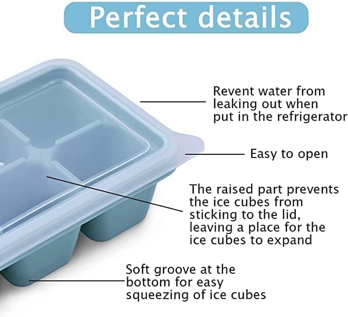 LUCC1N Stackable Silicone 6Grid Ice Cube Trays with Lid Super Easy Release Ice Cube Molds Tray Durable Dishwasher Safe for Food Cocktail Drinks - Image 5
