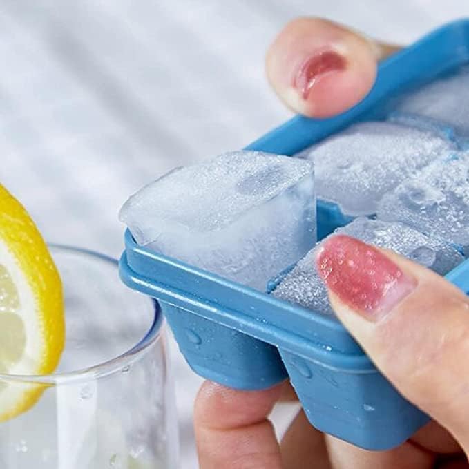 LUCC1N Stackable Silicone 6Grid Ice Cube Trays with Lid Super Easy Release Ice Cube Molds Tray Durable Dishwasher Safe for Food Cocktail Drinks - Image 3